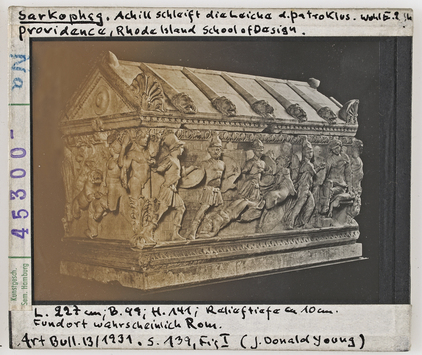 Vorschaubild Sarkophag. Achill schleift die Leiche d. Patroklos, wohl Ende 2. Jahrh. Diasammlung